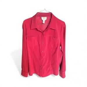 Talbots Vintage Stretch Long Sleeve Red Blouse, Size L